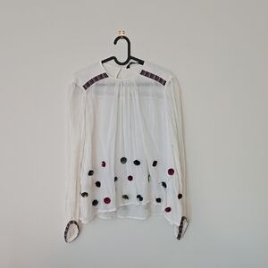 Zara Embroidered White Blouse